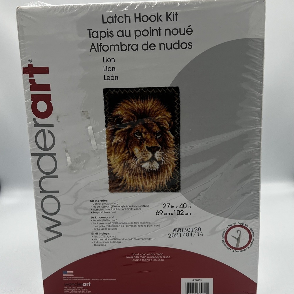 Latch Hook Kit Lion Spinrite Wonderart Large 27"x 40" NIB
